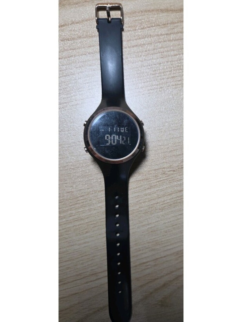 Ladies Aeropostale Round Rose Gold Tone Black Poly Strap Digital Watch